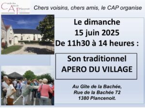 L'apéro du village du CAP : dimanche 15 juin 2025 à La Bachée